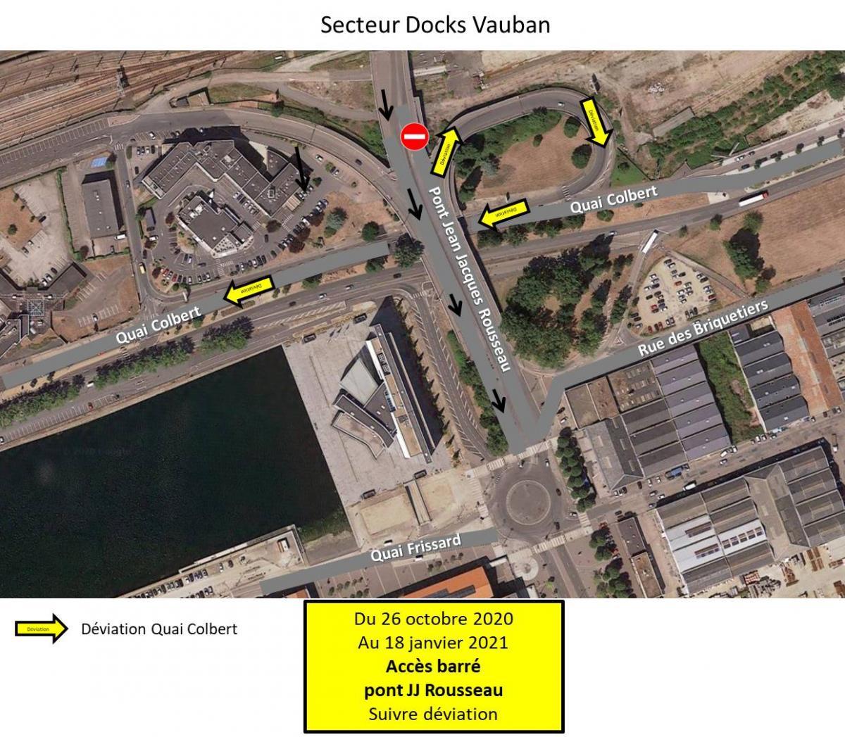 Carte de circulation entre la Rue Rousseau et les Docks - Site Lebon