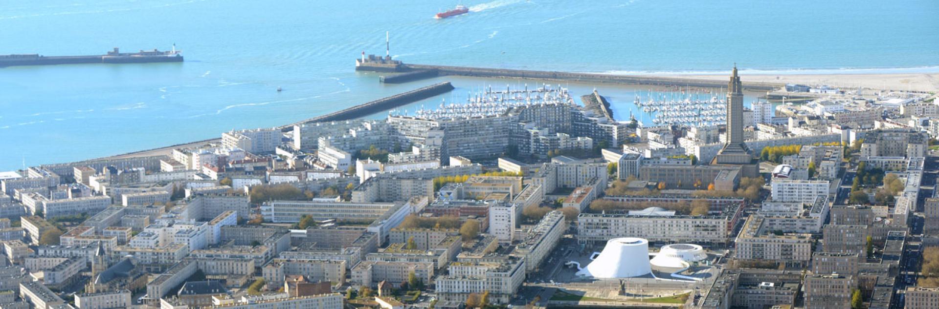 Vue aérienne du centre-ville, Le Havre