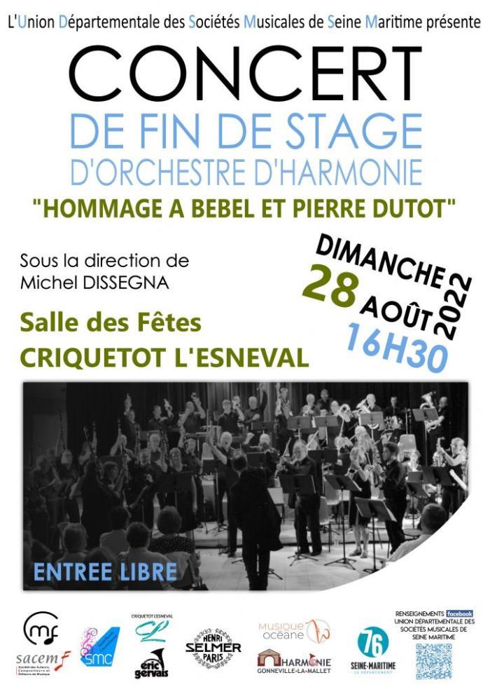 Concert de fin de stage de l'orchestre d'harmonie de l'Union Départementale des Sociétés Musicales de Seine-Maritime