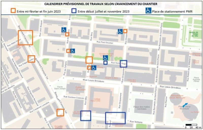 Calendrier prévisionnel des travaux dans le cadre du Plan d'Accessibilité de la Voirie et des Espaces publics