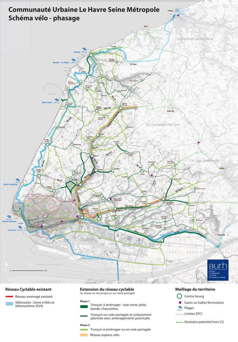 Carte phase Plan Vélo - Le Havre Seine Métropole