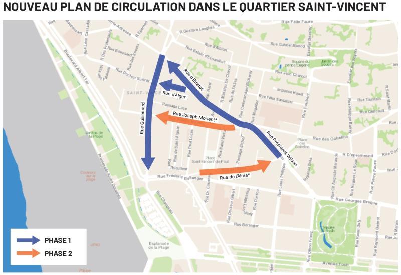 Nouveau plan de circulation quartier Saint-Vincent au Havre - Automne 2023