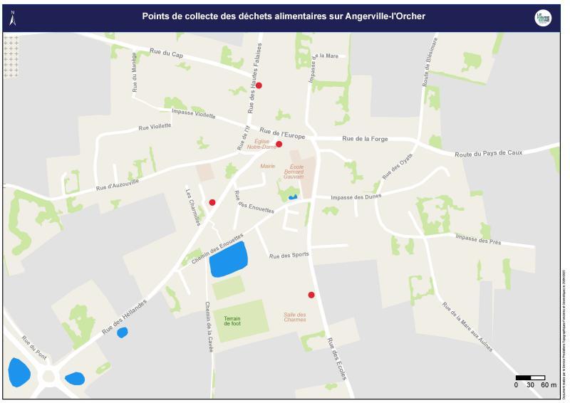 Carte des points de collecte pour les déchets alimentaires à Angerville-l'Orcher
